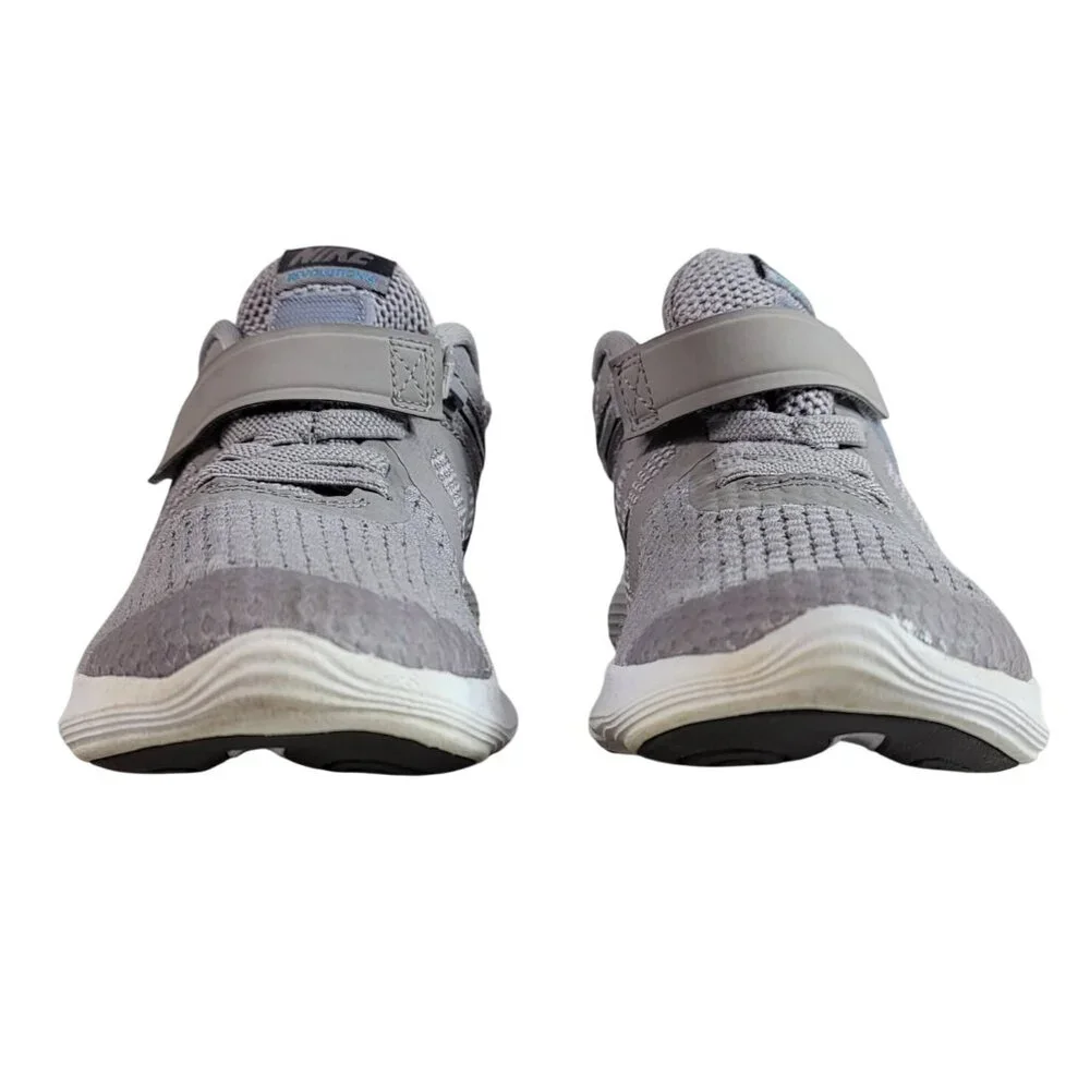 Nike Kids Revolution 4 Flyease PSV Sneakers Gray 2Y Zipper Hook Loop AH7795 READ